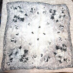 Goth Whimsigoth Black White Rose Floral Vintage Square Women's Fashion Scarf 30"